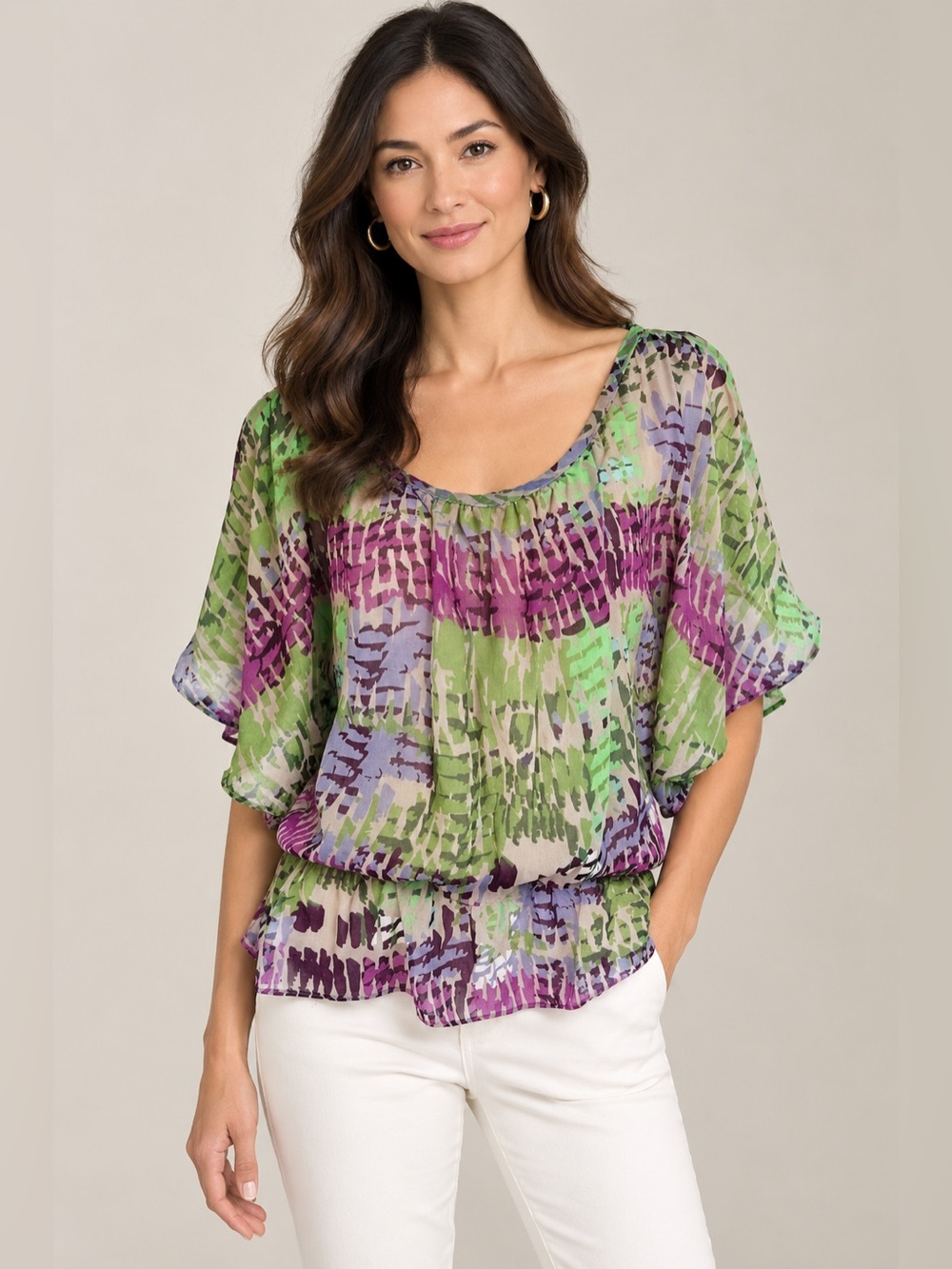 Forever 21 Cold-shoulder poncho style blouse with peplum waist